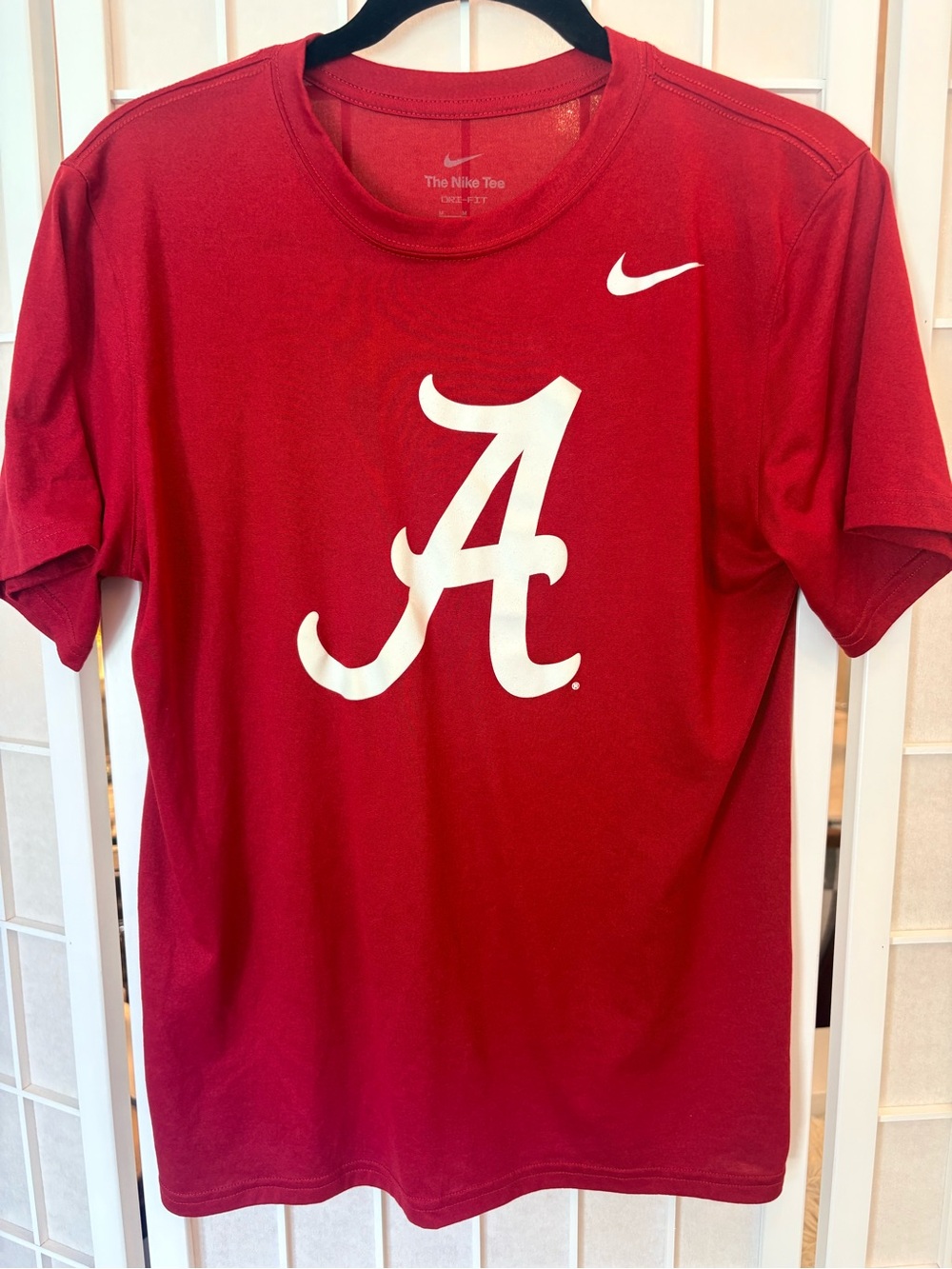 Nike Men's Crimson Red Short Sleeve Tee with White 'A' Logo